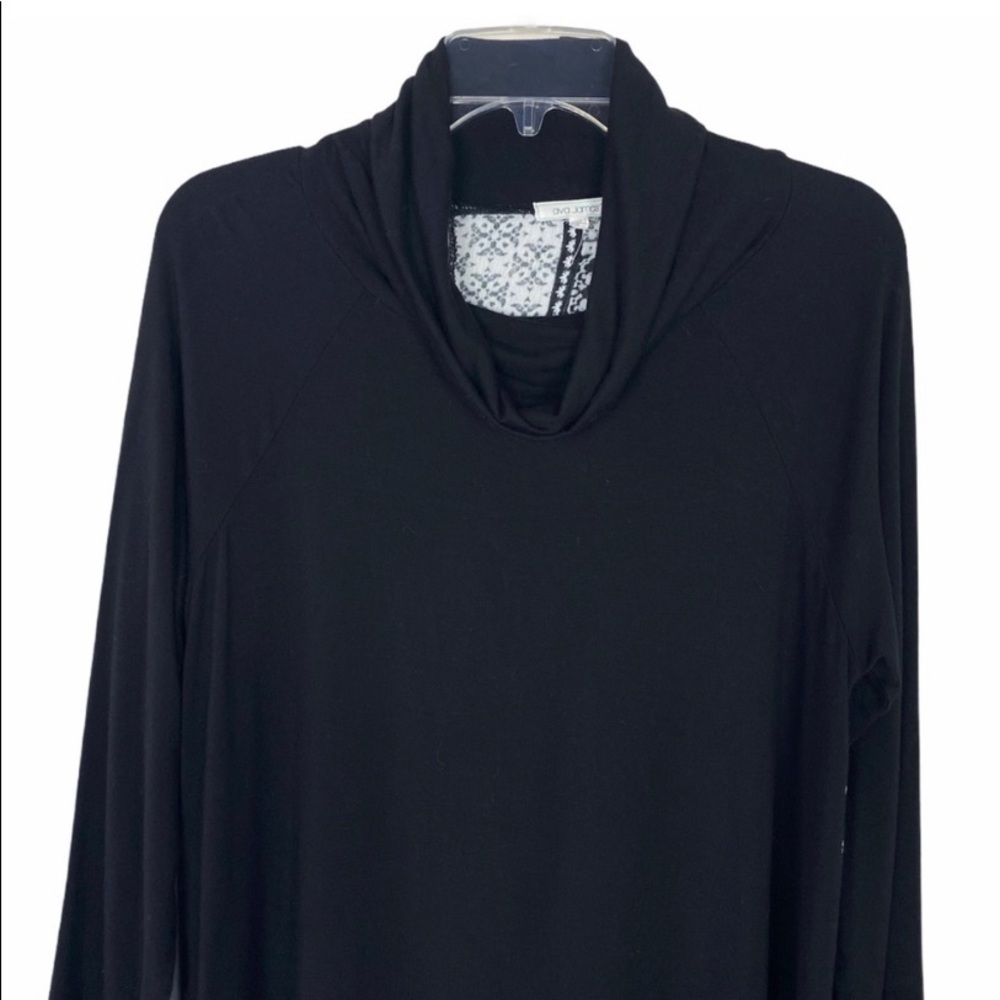 Ava James Black Blouse Patterned Button Down Back… - image 3